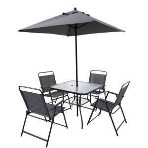 Juego de comedor de patio al aire libre para 4 personas, juego de mesa y silla de metal