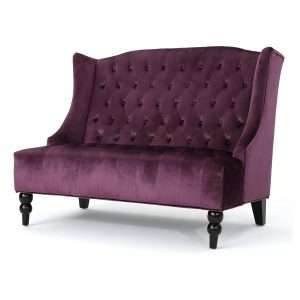 Loveseat de terciopelo premium con respaldo alto, costuras de rombos