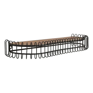 Repisa Flotante de Madera Natural e Hierro Negro – Diseño de Bucle Moderno, 25.6" de Ancho