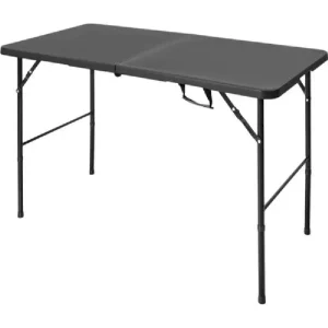 Mesa Plegable Tipo Portafolio Jardimex 1.22 m, Plástico PVC, Estructura de Acero, Rectangular y Color Negro