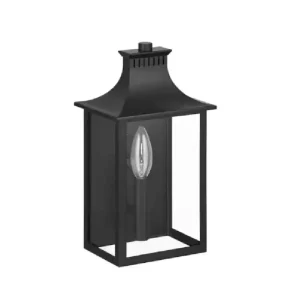 Farol de Pared Exterior Hampton Bay Emory Hills 11.5 Pulgadas, 1 Luz, Cableado, Aluminio y Vidrio, Negro Mate