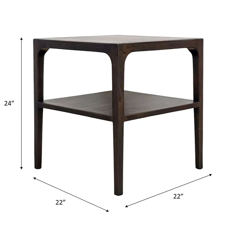 Mesa Auxiliar Indio de Madera de Pino Recuperado con Repisa - Imagen 2