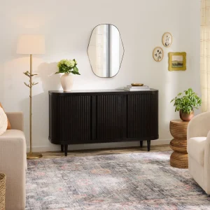 Espejo de Pared Ovalado Dorado de Hierro con Diseño Acanalado